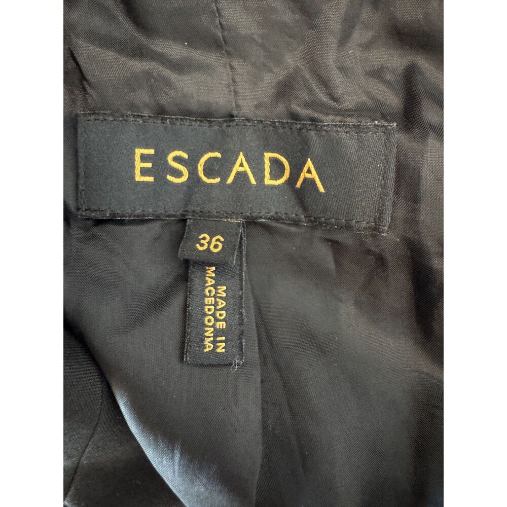 Vintage ESCADA Black Virgin Wool Two Button Blazer Jacket - Women's 36 - Picture 3 of 8